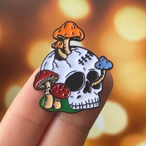 Skull & Shrooms Enamel Pin/ Brooch Lapel